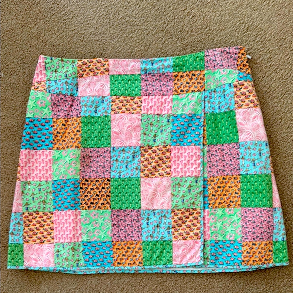 Vineyard Vines Blue and Green A-Line Mini Skirt Resort Wear
